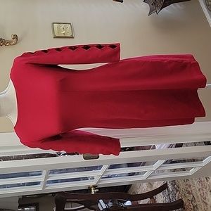 RSVP by Talbots red fitted dress scallop diamond cut out sleeve stretch 6P …EUC